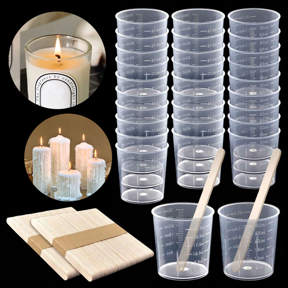 Candle Making Wicks - 5/10/20 Pcs 30ml/1oz Plastic Graduated Cups