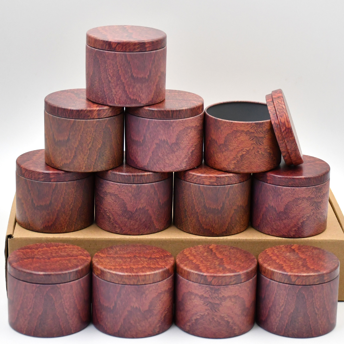 12pcs 8oz Red Pear Wood Grain  - مراجعة Candle Making Jars Wholesale وسعره