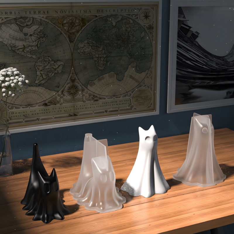 Ghost Cat Halloween Desktop Or - مراجعة Candle Making Tutorial وسعره