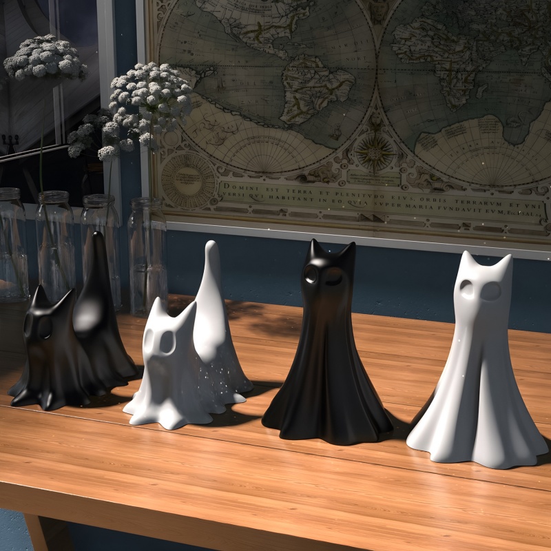 Ghost Cat Halloween Desktop Or - مراجعة Candle Making Tutorial وسعره