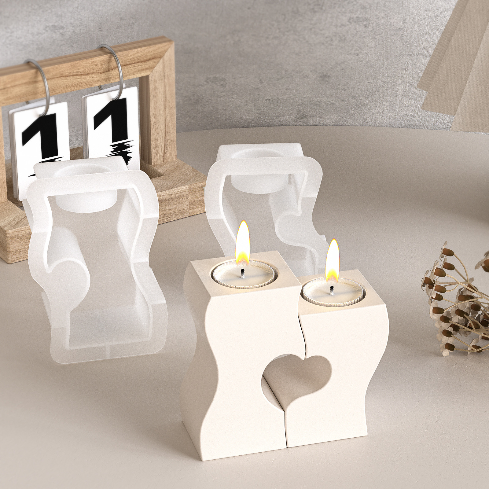 S Heart Candlestick Silicone M - مراجعة Candle Making Supplies وسعره