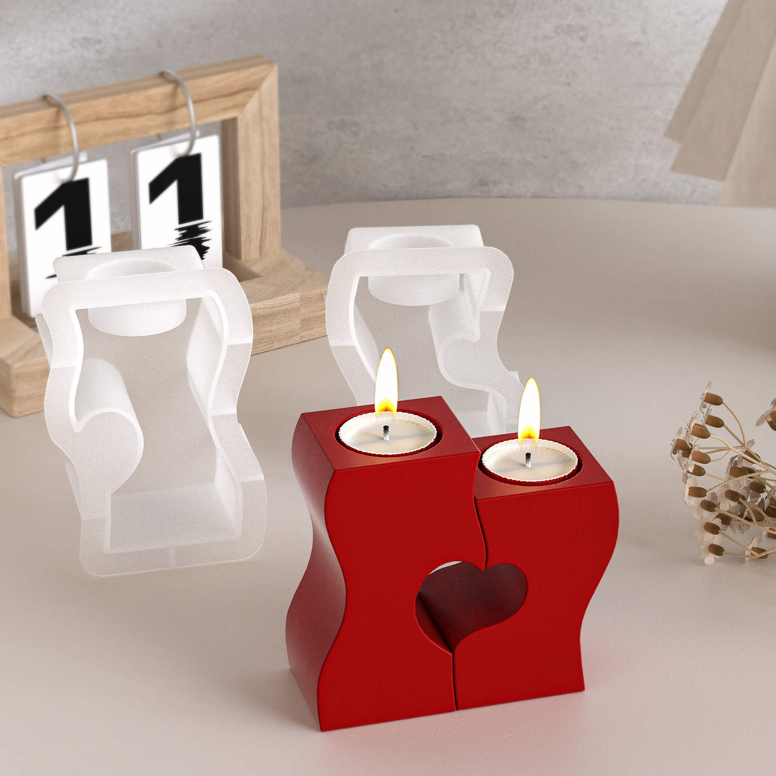 S Heart Candlestick Silicone M - مراجعة Candle Making Supplies وسعره