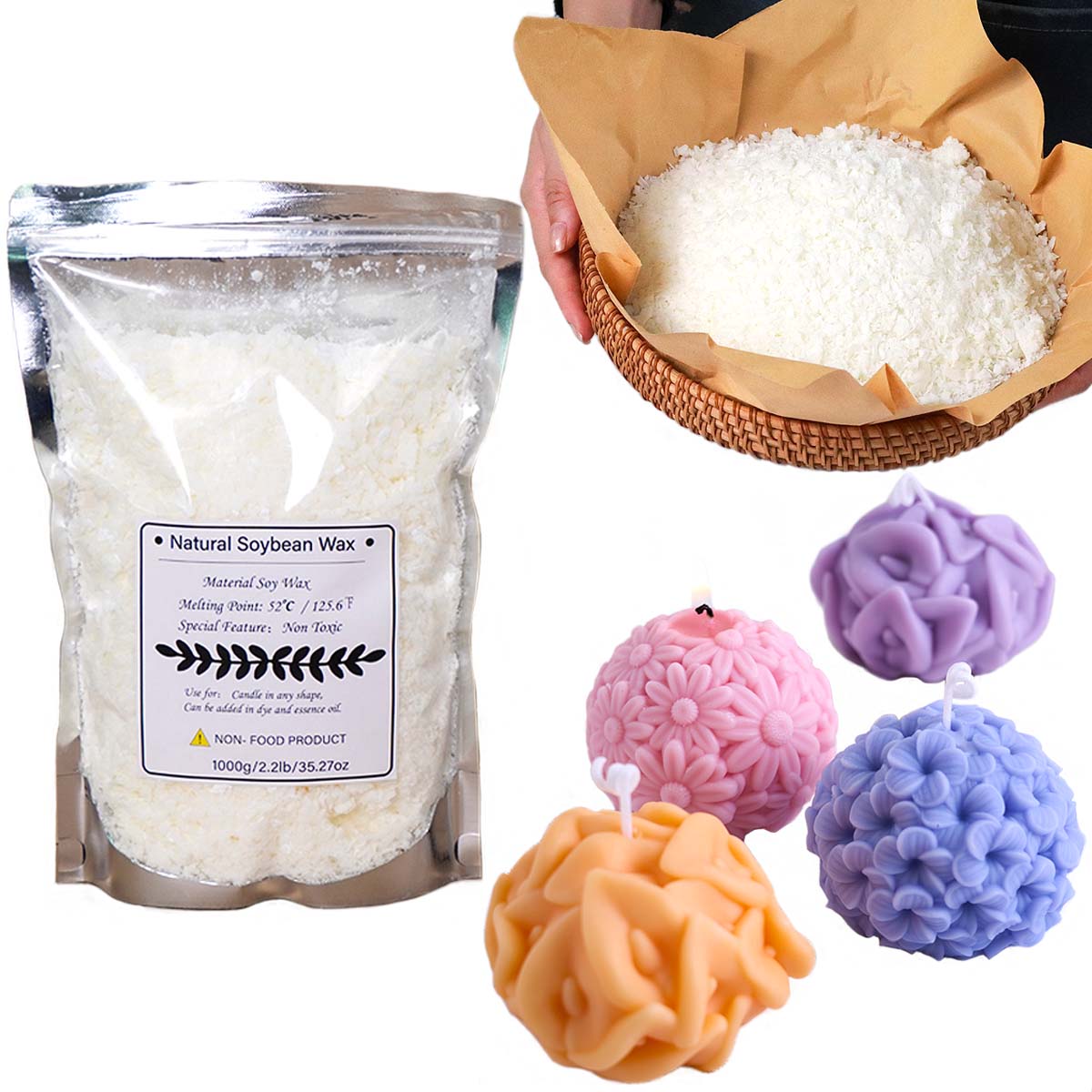 100/250/500/1000g Natural Soy  - مراجعة Candle Making Kits وسعره