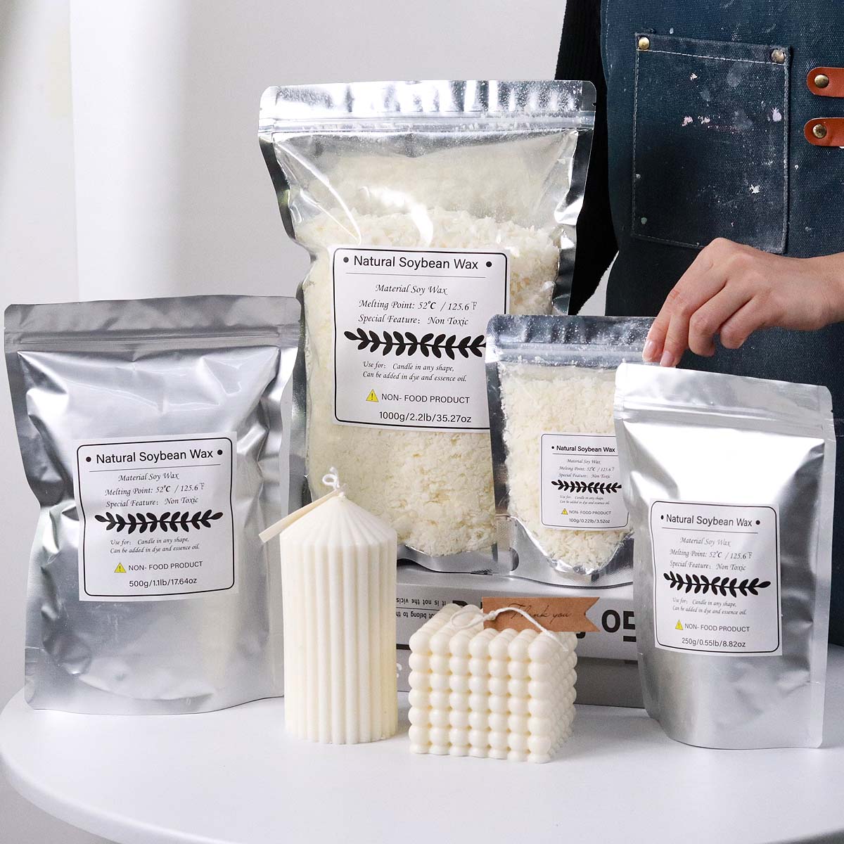 100/250/500/1000g Natural Soy  - مراجعة Candle Making Kits وسعره