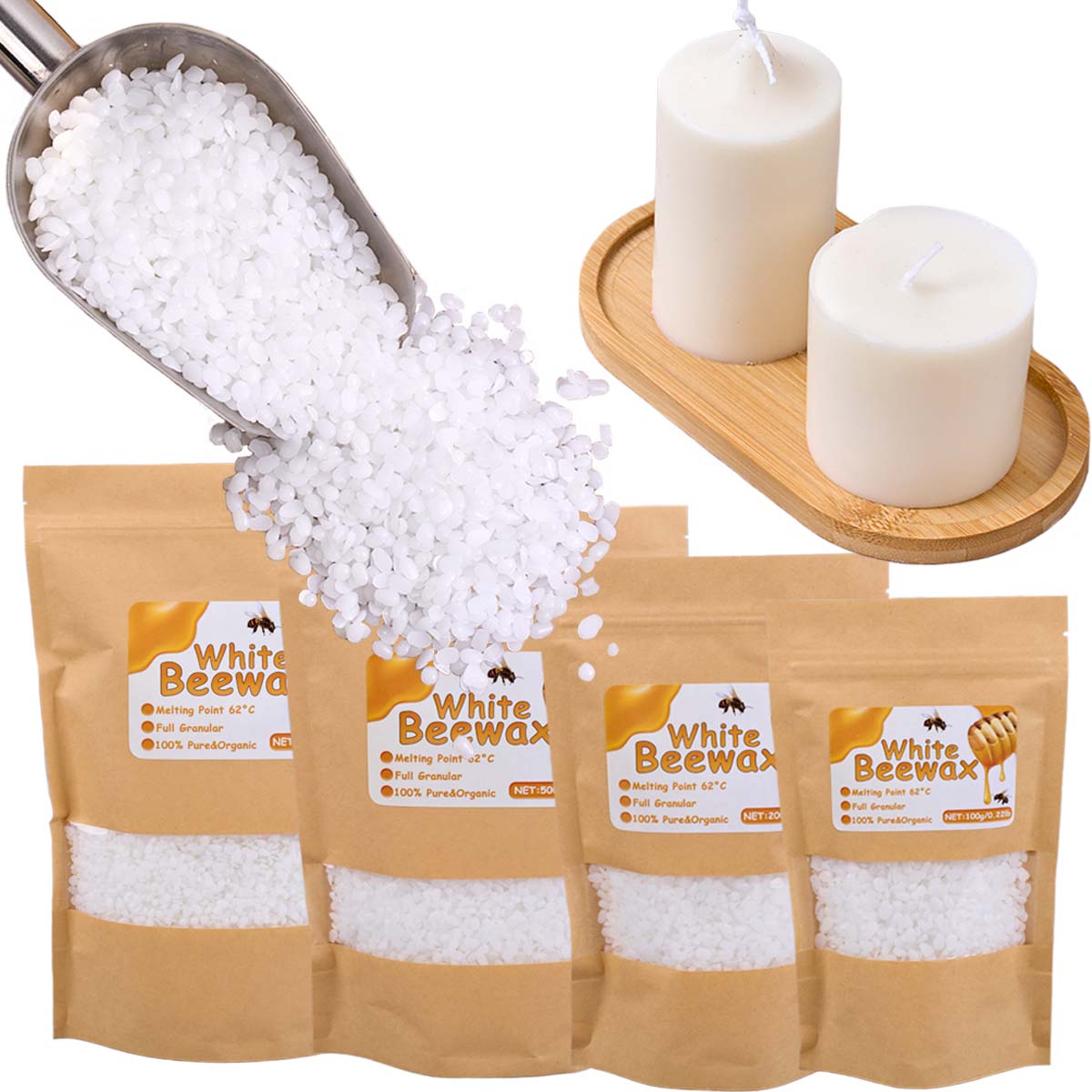 White Beeswax Pure Natural Gra - مراجعة Candle Making Wicks وسعره