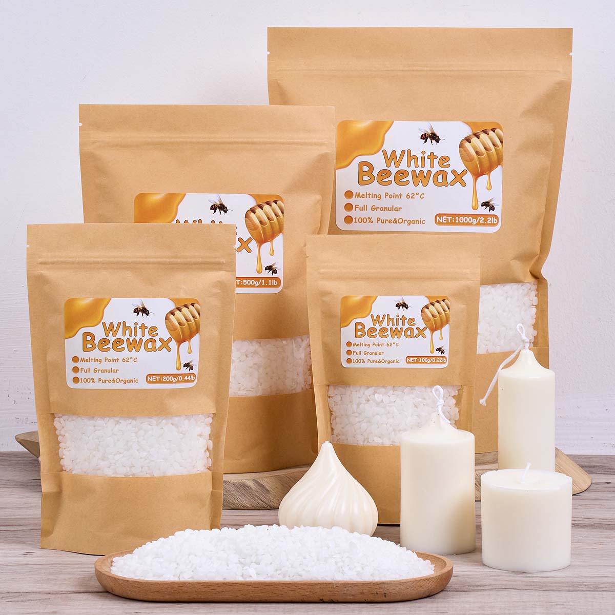 White Beeswax Pure Natural Gra - مراجعة Candle Making Wicks وسعره