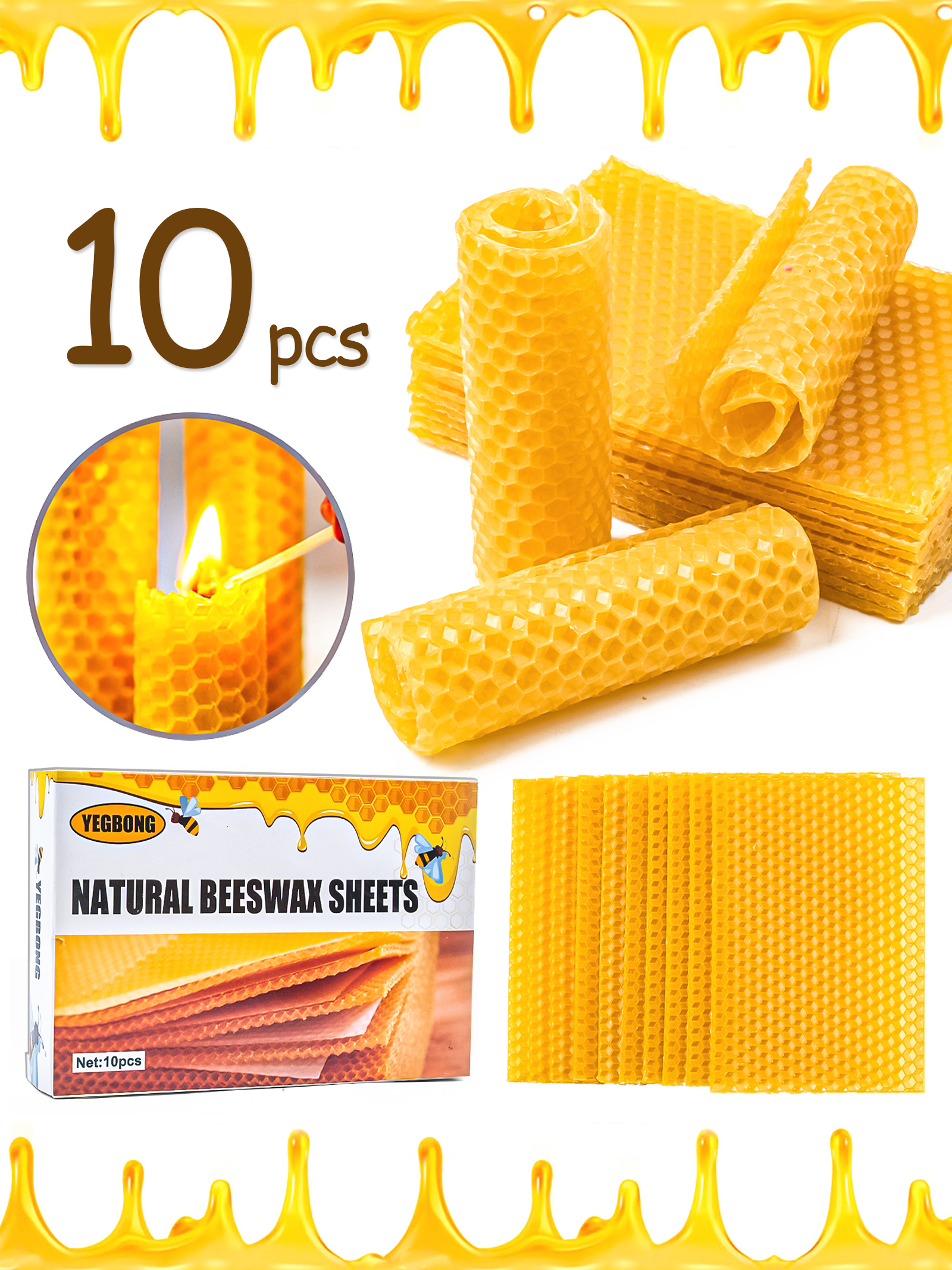 10Pcs Natural Honeycomb Bee Wa - مراجعة Candle Making Business وسعره