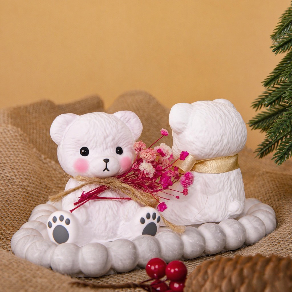 3PCS Couple Bear Silicone Mold - مراجعة Candle Making Supplies وسعره