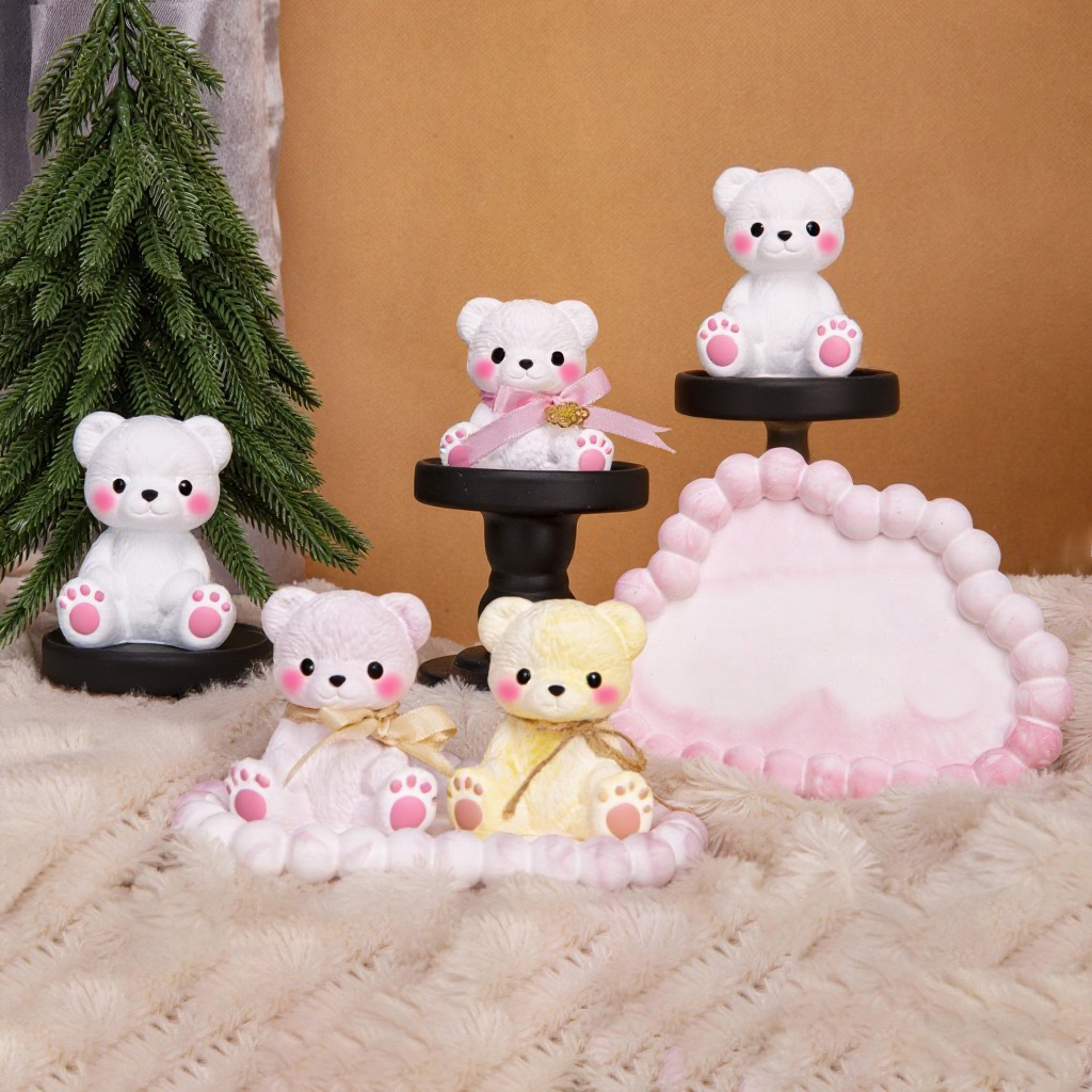 3PCS Couple Bear Silicone Mold - مراجعة Candle Making Supplies وسعره